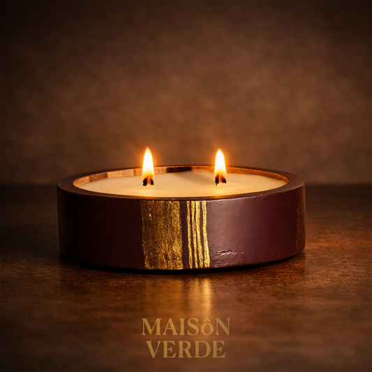 Hand-Painted Wooden Bowl Candle • Art Deco 1926