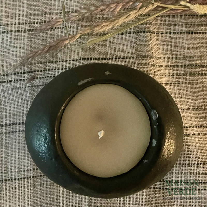 Atelier • Sculpted Stone Candle —Oval Carved