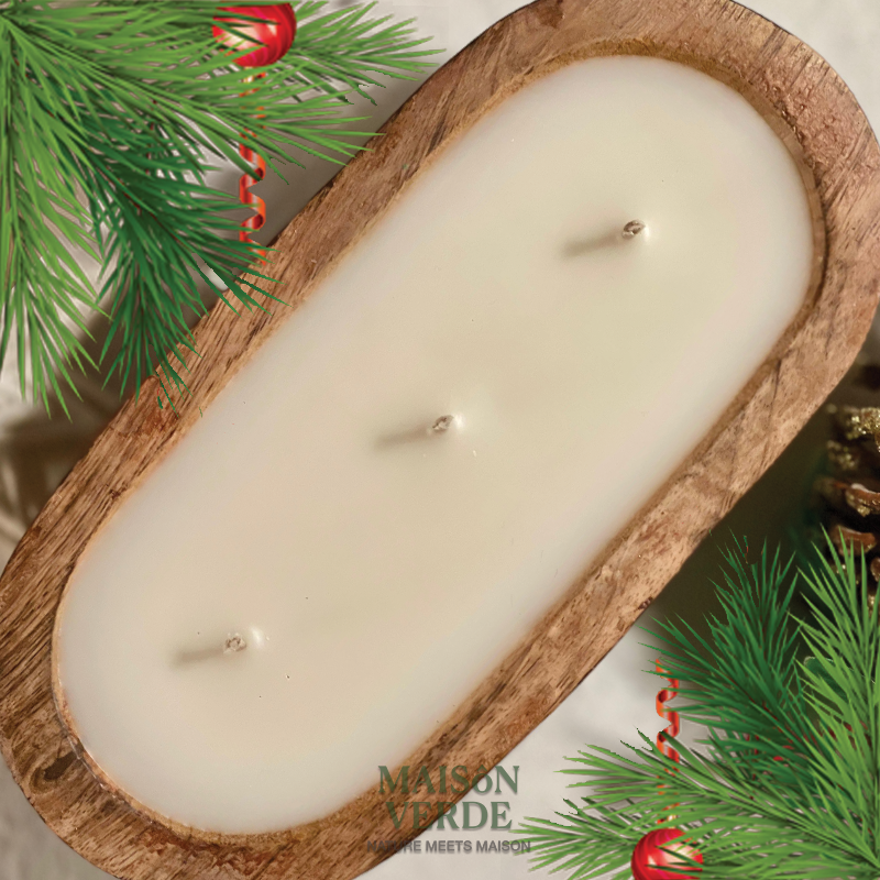 Limited Edition • Hand-Painted Wooden Tub • Festive Cheer Candle