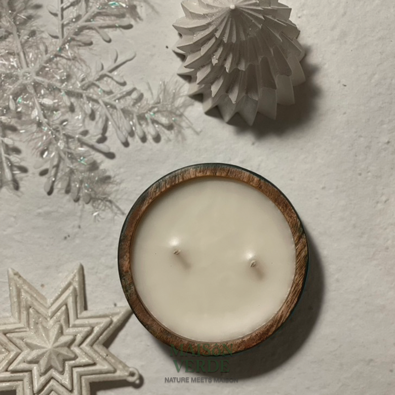 Limited Edition • Hand-Painted Wooden Bowl (small) • Festive Cheer Candle