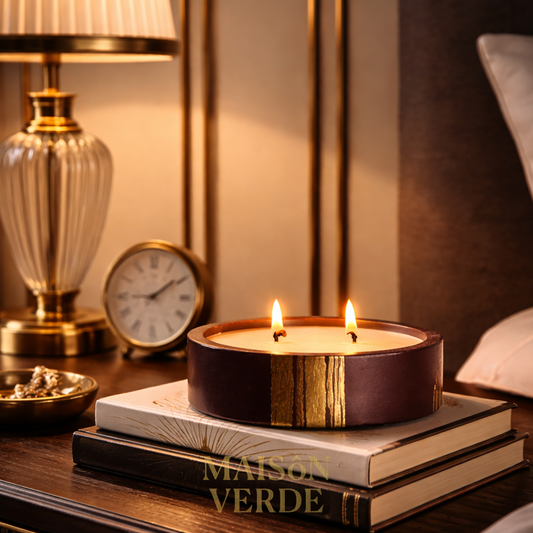 Hand-Painted Wooden Bowl Candle • Art Deco 1926