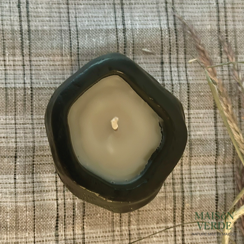 Atelier • Sculpted Stone Candle — Organic Round