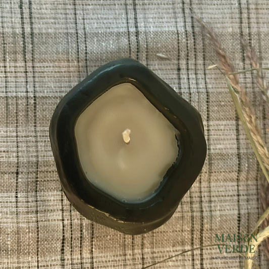 Atelier • Sculpted Stone Candle — Organic Round