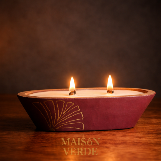 Hand-Painted Wooden Tub Candle • Art Deco Opulence