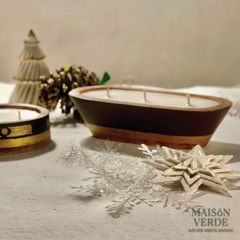 Limited Edition • Hand-Painted Wooden Tub • Festive Cheer Candle