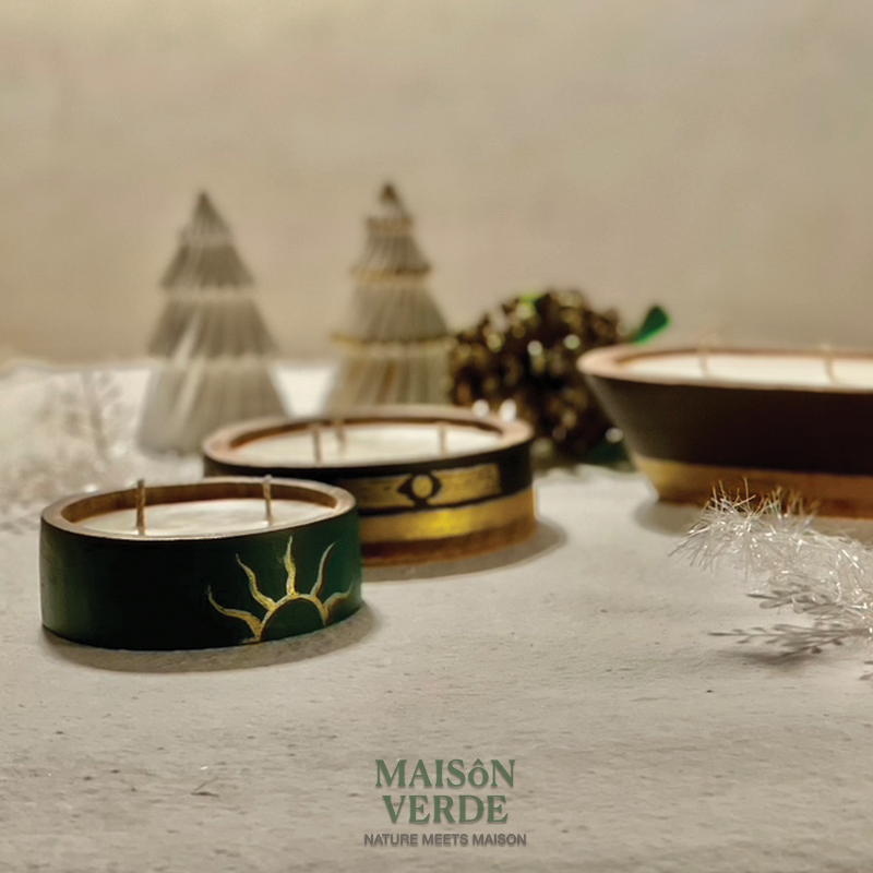 Limited Edition • Hand-Painted Wooden Bowl (small) • Festive Cheer Candle