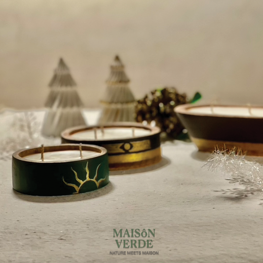 Limited Edition • Hand-Painted Wooden Bowl (small) • Festive Cheer Candle