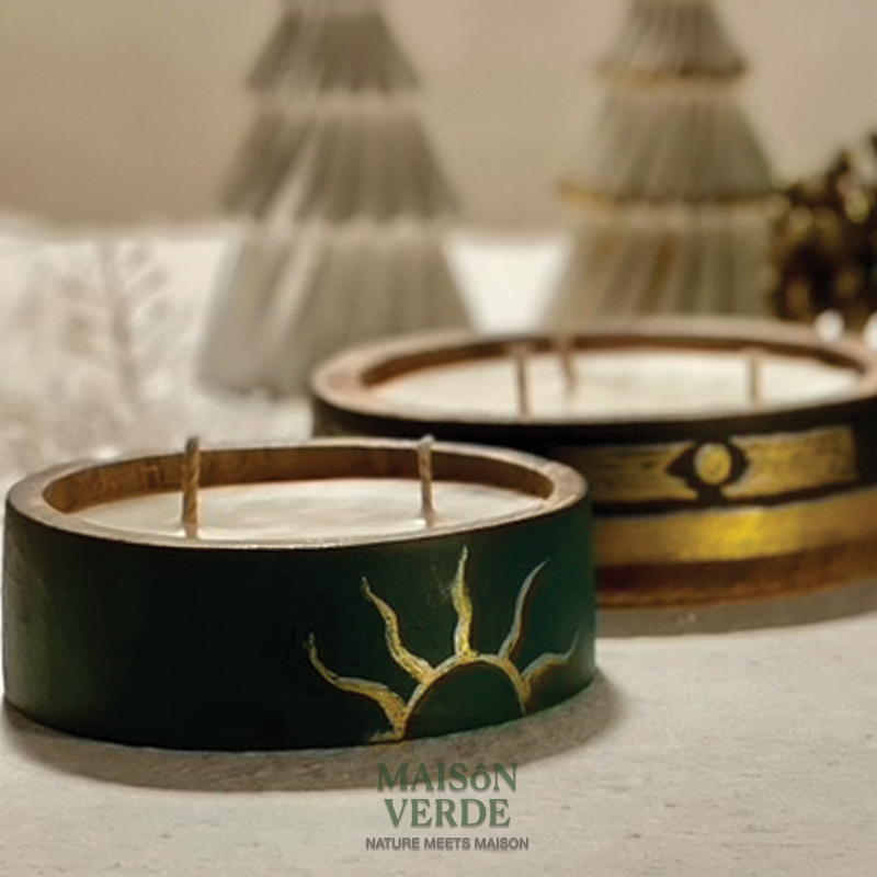 Limited Edition • Hand-Painted Wooden Bowl (small) • Festive Cheer Candle